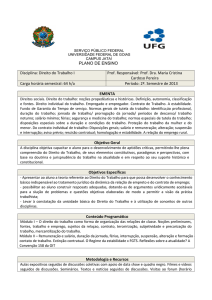 Direito do Trabalho I - Curso de Direito UFG/CAJ