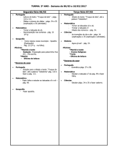 TURMA: 3º ANO - Semana de 06/03 a 10/03/2017 Segunda