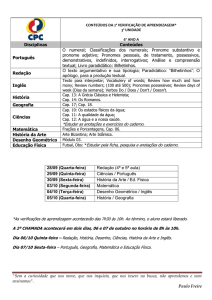 A 2ª Chamada da 2ª UNIDADE será dia 21/06 às14h. O assunto