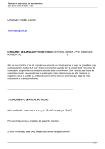 Resumo e exercícios de lançamentos