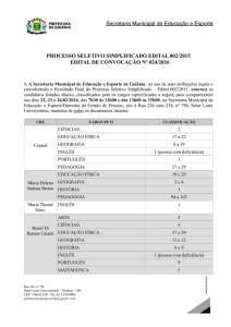 Secretaria Municipal de Educação e Esporte PROCESSO