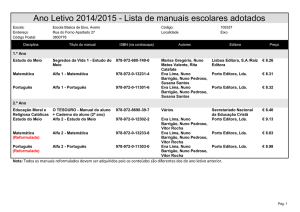 Ano Letivo 2014/2015 - Lista de manuais escolares adotados