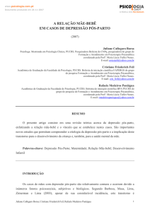 a relação mãe-bebê em casos de depressão pós-parto