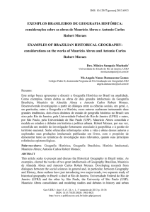 EXEMPLOS BRASILEIROS DE GEOGRAFIA HISTÓRICA