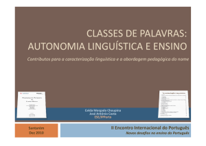 CLASSES DE PALAVRAS:AUTONOMIA LINGUÍSTICA E ENSINO