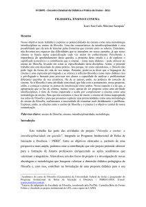 FILOSOFIA, ENSINO E CINEMA Ícaro San Carlo Máximo Sampaio