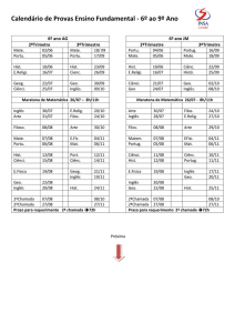 Calendário de Provas Ensino Fundamental