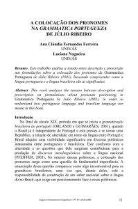 a colocação dos pronomes na grammatica portugueza de júlio ribeiro