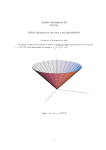 Sólido limitado por um cone e um hiperbolóide