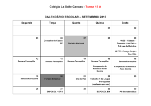 Colégio La Salle Canoas -​ Turma 18 A CALENDÁRIO ESCOLAR