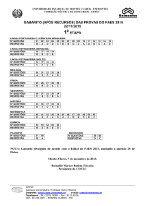 Gabarito Oficial - 1ª Etapa (Após Recursos) - Cotec