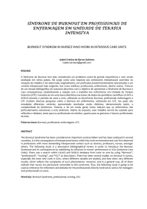síndrome de burnout em profissionais de enfermagem em