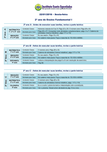 22/01/2016 – Sexta-feira 2º ano do Ensino Fundamental I 2 º Ano