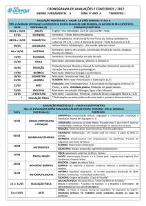 cronograma de avaliações e conteúdos / 2017