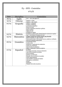 P3 – EFII - Conteúdos 6ºA/B Disciplina Conteúdos Inglês Ciências