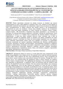 LEVANTAMENTO DAS PLANTAS ESPONTÂNEAS E SUAS