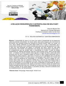 a relação ressurreição e antropologia em wolfhart