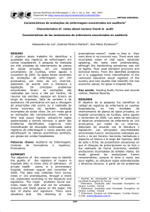 Características de anotações de enfermagem encontradas em