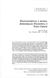 transcendência e mundo. aproximação filosófica e visão cristã