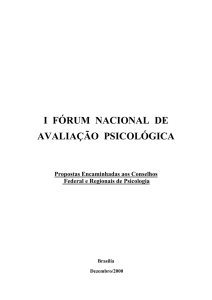 I FÓRUM NACIONAL DE AVALIAÇÃO PSICOLÓGICA