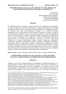 RESISTÊNCIA DE Lactobacillus sp. ISOLADOS DE SALAMES