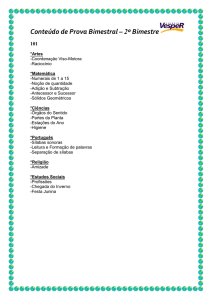 Conteúdo de Prova Bimestral – 2º Bimestre