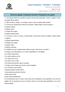 Língua Portuguesa – Gramática – 2º bimestre Verbo de ligação