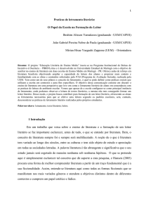 Práticas de letramento literário: o papel da escola na formação do