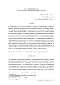 PARA ALÉM DO DIREITO: A (re) construção da cidadania