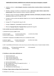 ORIENTAÇÃO DE ESTUDOS e EXERCÍCIOS sobre predicação