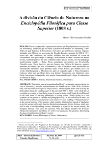 A divisão da Ciência da Natureza na Enciclopédia Filosófica para