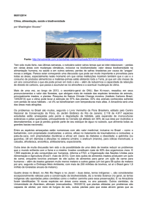 06/01/2014 Clima, alimentação, saúde e biodiversidade por