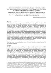 subdesenvolvimento, desindustrialização e exploração de recursos