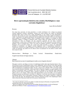 Breve apresentação histórica dos estudos Morfológicos e suas
