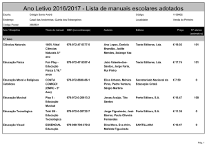 Ano Letivo 2016/2017 - Lista de manuais escolares adotados