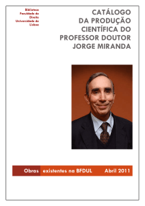 Catálogo da produção científica do Professor Doutor Jorge Miranda