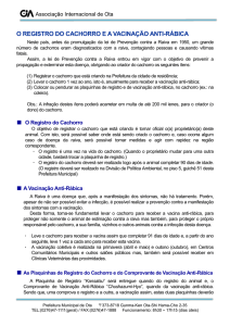 O REGISTRO DO CACHORRO E A VACINAÇÃO ANTI