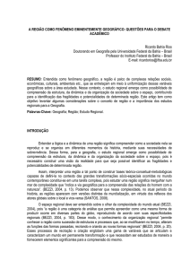 A REGIÃO COMO FENÔMENO EMINENTEMENTE GEOGRÁFICO