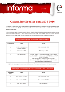 Calendário Escolar para 2015-2016