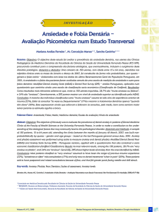 Ansiedade e Fobia Dentária – Avaliação Psicométrica num