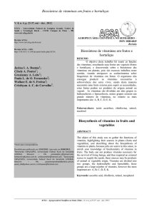 Biossíntese de vitaminas em frutos e hortaliças Biossíntese