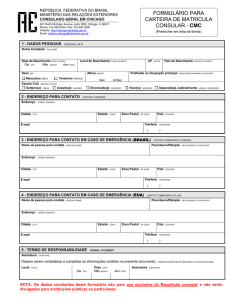 formulário para carteira de matricula consular - cmc