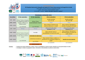 PROGRAMA GEOSAÚDE 2015 22 de setembro 23 de setembro 24