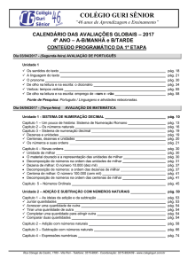 Roteiro 1ª etapa – 4º Ano E. Fundamental I