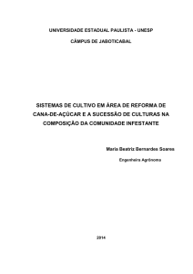 SISTEMAS DE CULTIVO EM ÁREA DE REFORMA DE CANA