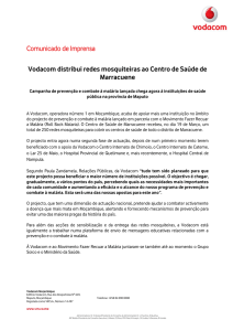 Vodacom distribui redes mosquiteiras ao Centro de Saúde de