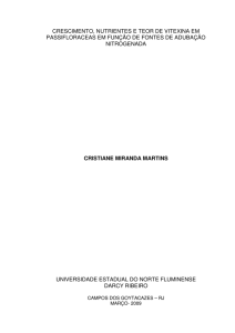 crescimento, nutrientes e teor de vitexina em passifloraceas