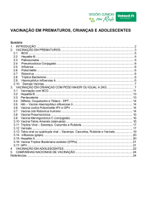 vacinação em prematuros, crianças e adolescentes - Unimed-BH