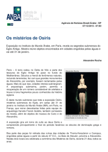 Os mistérios de Osíris - Agência de Notícias Brasil