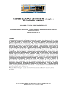 PAISAGEM CULTURAL E MEIO AMBIENTE: interações e desenvolvimento